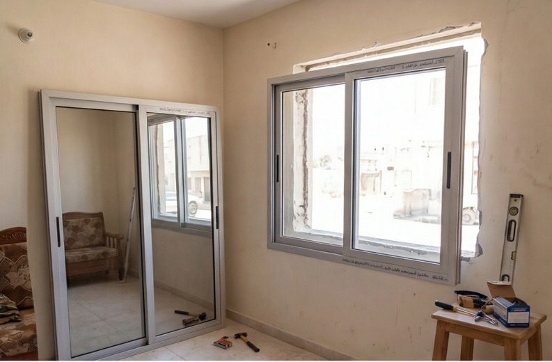 من أعمالنا في تركيب الزجاج الدبل جلاس